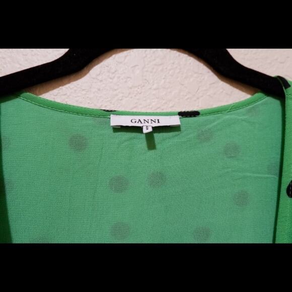 Ganni wrap green polka dot blouse - Picture 5 of 6